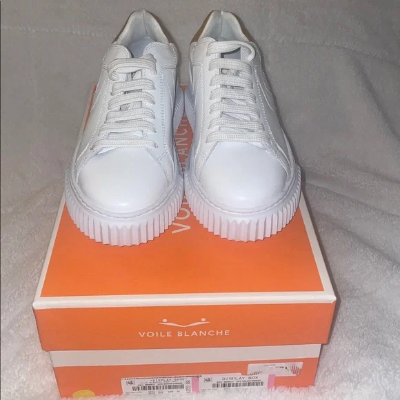 NWT VOILE BLANCHE LIPARI White/Tobacco Leather Sneakers - Picture 9 of 16